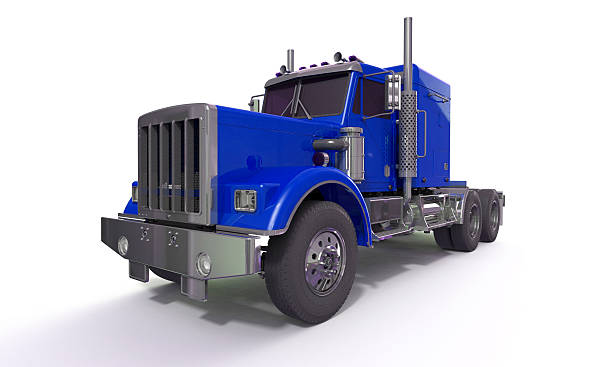 3d blue truck isolated on white 3d truck isolated on white car carrier semi stock pictures, royalty-free photos & images