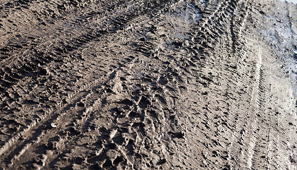 istock Wheel tracks on the dirt road 474824778