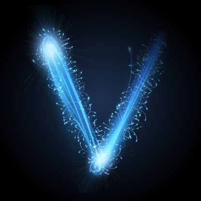 3d Blue Sparkler Firework Letter V Stock Illustration - Download Image Now  - Letter V, Three Dimensional, 2015 - iStock