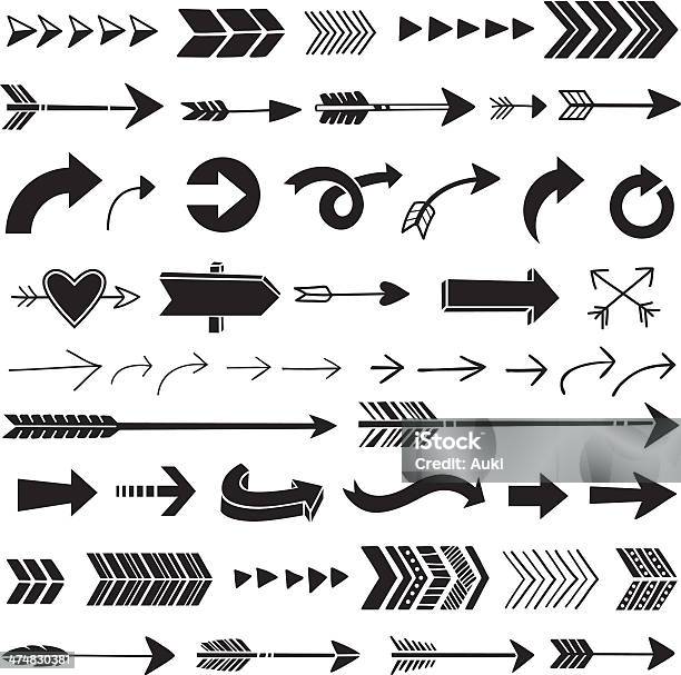 Hand Drawn Graphic Arrows Stock Illustration - Download Image Now - Arrow - Bow and Arrow, Arrow Symbol, Funky
