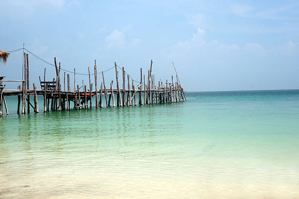 istock Traditional wooden bridge on the beach. 474832128