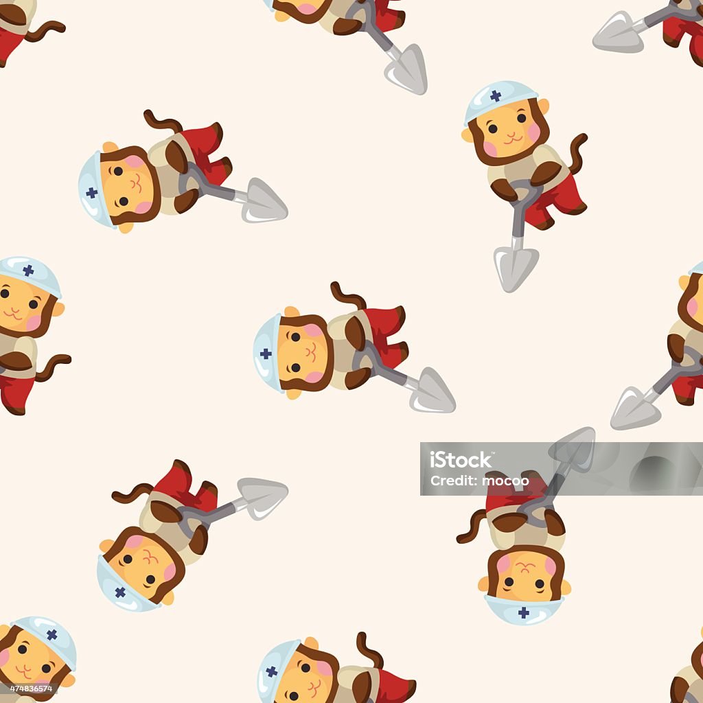 animal monkey worker cartoon ,seamless pattern 2015 stock vector