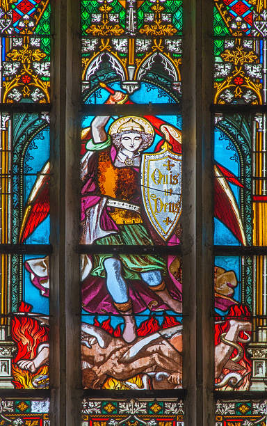 istock Bratislava - St. Michael archangel from windowpane in cathedral 474841527