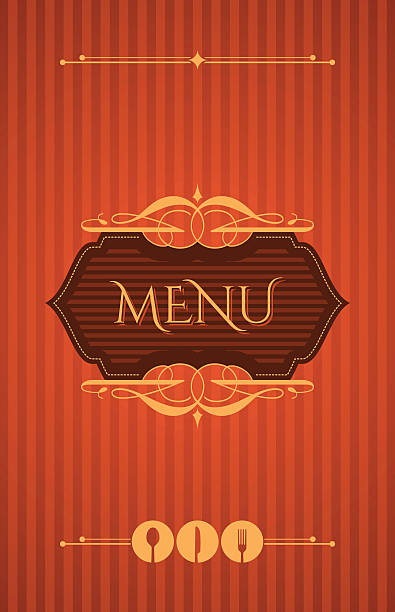 ilustraciones, imágenes clip art, dibujos animados e iconos de stock de diseño de menú de restaurante-ilustración - retro revival chef restaurant menu