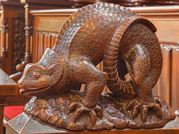 istock Bratislava - Reptile symbolic carved sculpture from cathedral 474842541