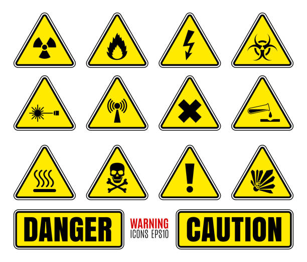illustrations, cliparts, dessins animés et icônes de symboles de danger - toxic substance danger warning sign fire