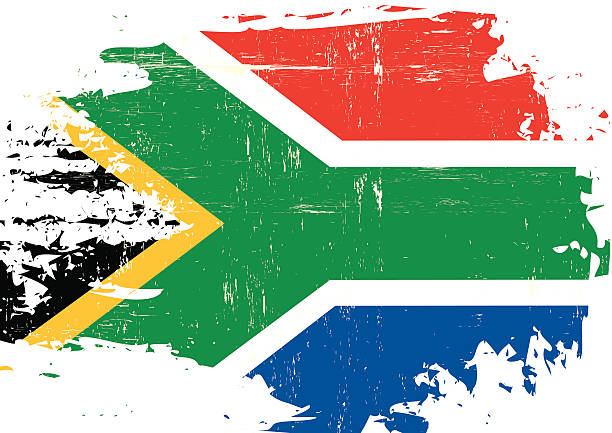 Scratched South African Flag A flag of South Africa with a grunge texture apartheid sign stock illustrations