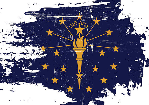 Scratched Indiana Flag A flag of Indiana with a grunge texture evansville indiana stock illustrations