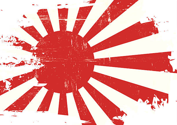 поцарапанный японии флаг войны - japanese flag concepts dirty grunge stock illustrations