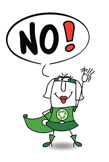 No super recycling woman The super eco woman is disagree. She said No. superhero environment women green color stock illustrations