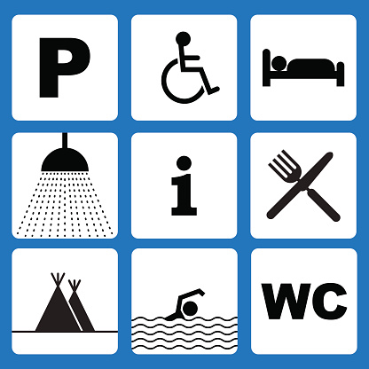 Set of outdoor camping icons - illustration