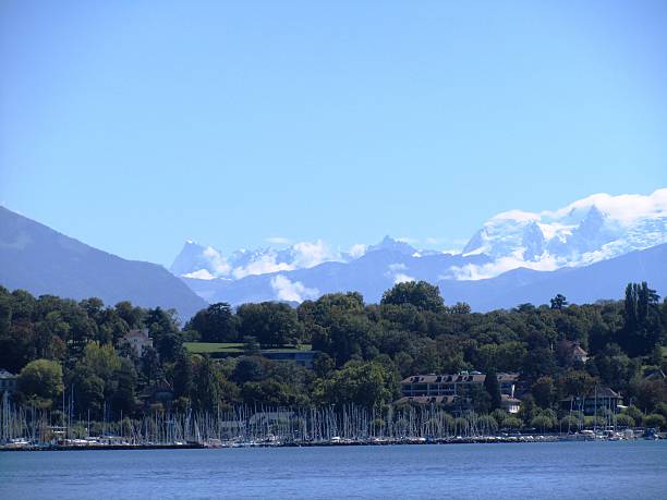istock Geneva Lake surrounded by the Alps snow peaks blue sky 474848974