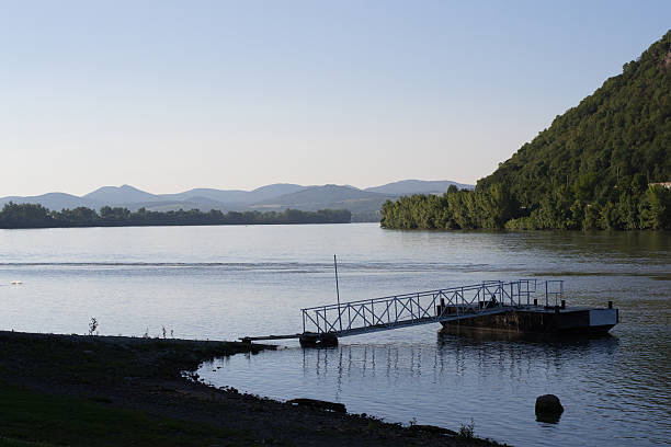istock Boat mooring on Danube river at dusk 474849308