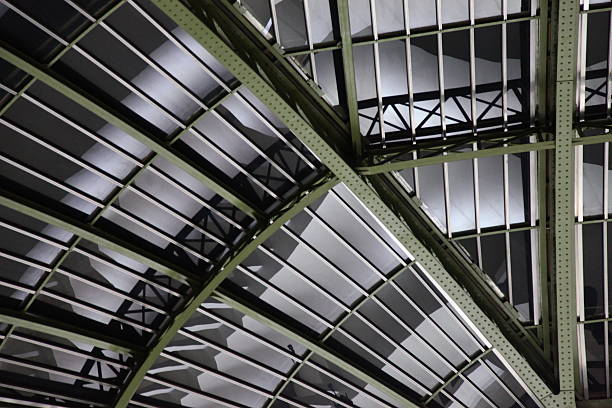 Architectural detail of the glass roof structure of the Grand Palais, Paris
