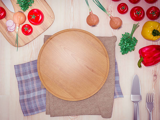 istock Mock up template pizza on a wooden table. 474857010