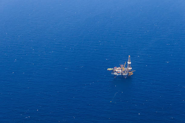 istock Aerial View of Offshore Jack Up Drilling Rig 474857357