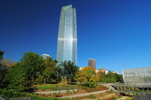 The Myriad Botanical Gardens and Devon Tower in Oklahoma City The Myriad Botanical Gardens in Downtown Oklahoma City, with the new Devon Tower and other Downtown Oklahoma City buildings in the background. Devon stock pictures, royalty-free photos & images