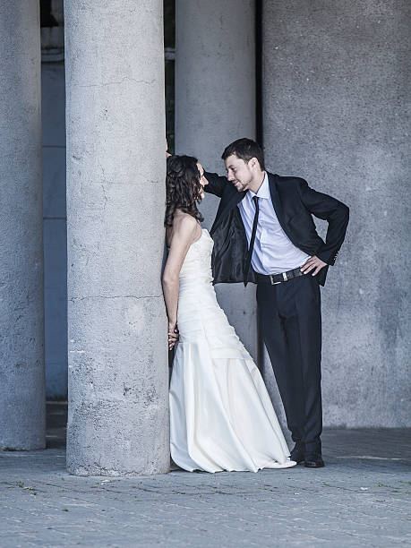 istock Real wedding: bride and groom at the funny summer day 474858854