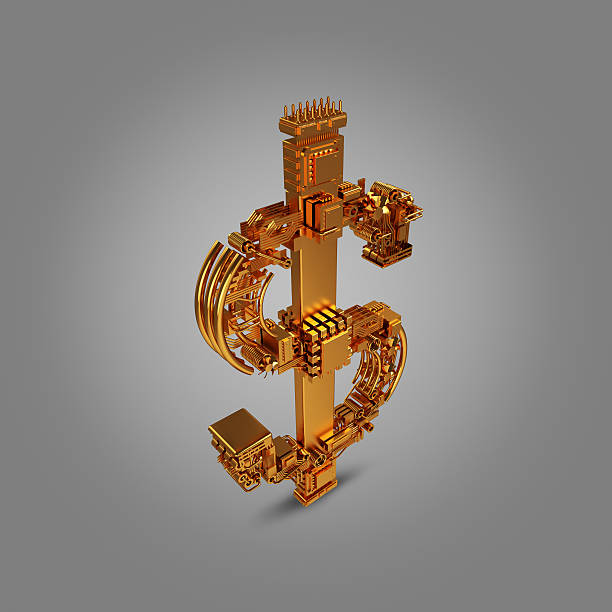 istock Business concept. Dollar currency symbol of microchips  on grey background. 474863182