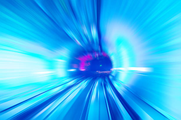 Abstract train moving in tunnel Abstract train moving in tunnel blurred motion street car green stock pictures, royalty-free photos & images