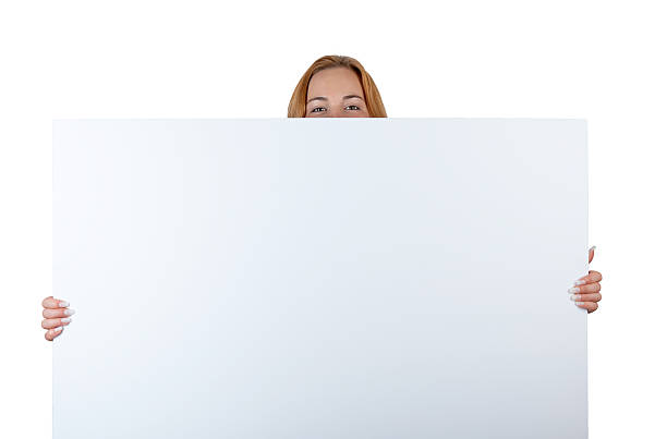 istock Ad cardboard with female smiling eyes 474866572