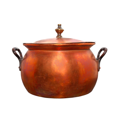 Bronze kettle. Traditional handmade product of European Gipsies (kettlesmith craft) from 19th century.