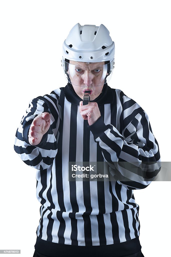 Arbitre de Hockey démontrer un objectif de signal - Photo de Arbitre - Officiel sportif libre de droits