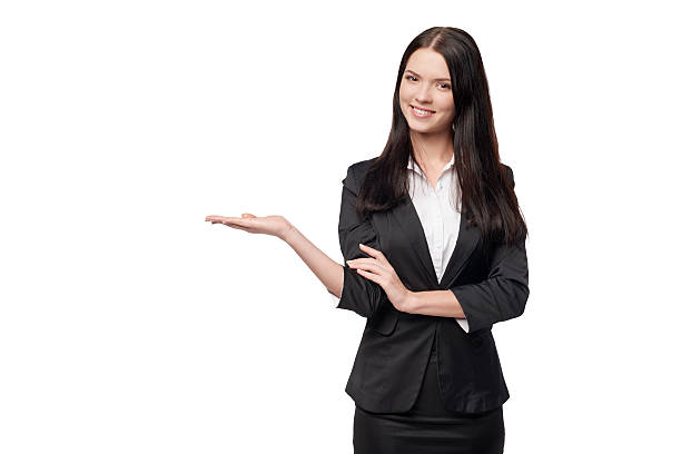 istock Business woman showing open hand palm 474887072