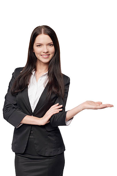 istock Business woman showing open hand palm 474887142