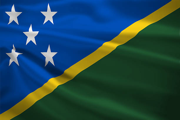 istock Solomon Islands flag blowing in the wind 474889645