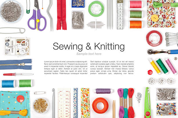 istock sewing and knitting on white background 474890828