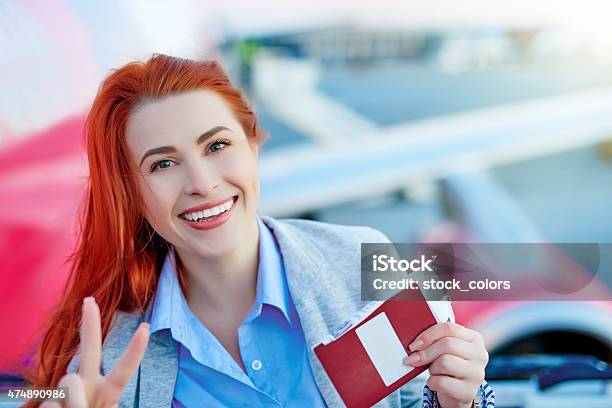 Thumbs Up For Vacation Stock Photo - Download Image Now - Laughing, Peace Sign - Gesture, 2015