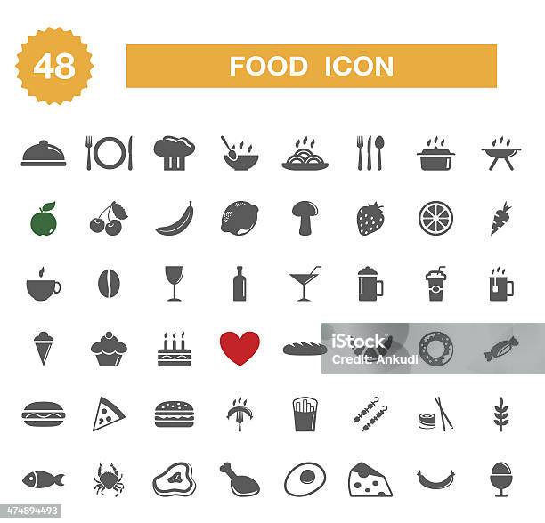 Food Icon Set Stock Illustration - Download Image Now - Food, Icon Set, Alcohol - Drink