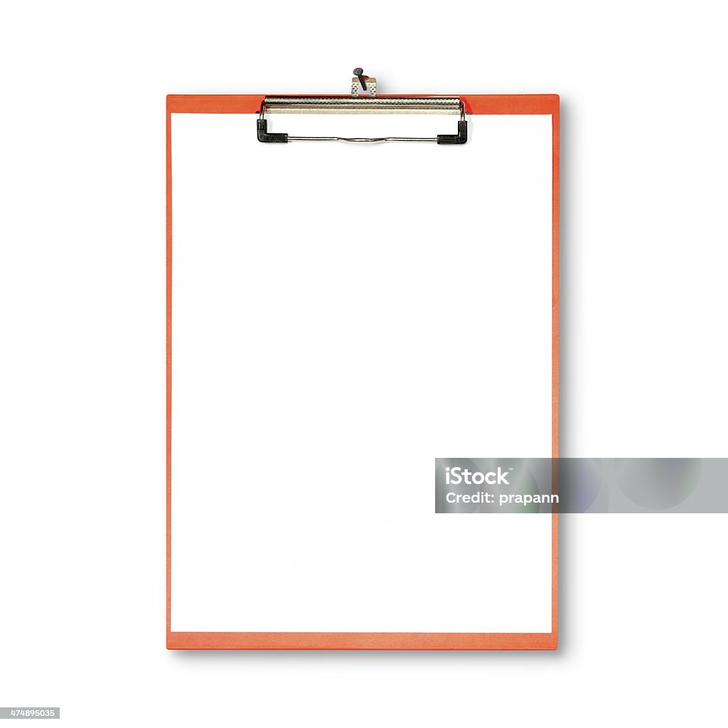 Rouge suspendu sur mur blanc presse-papiers - Photo de Bloc-note libre de droits