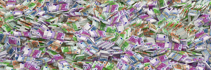 A big pile of Euro banknotes