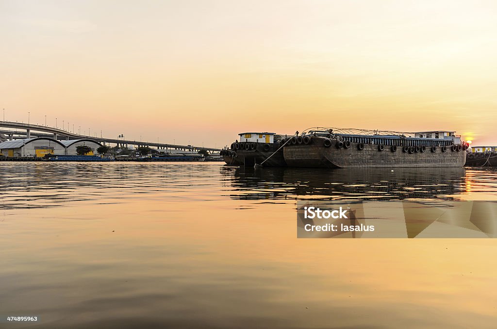 Old Cargo Boat With Sunset, Bangkok Old Cargo Boat With Sunset, Bangkok, Photo on January 29, 2014 Architecture Stock Photo