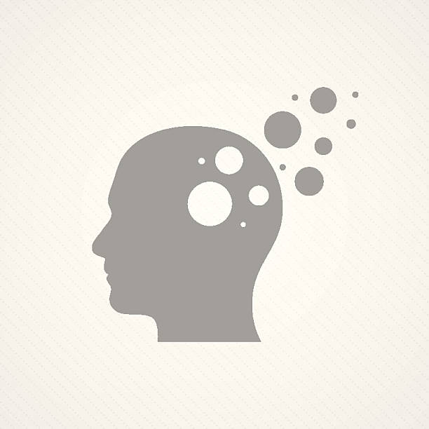 Head and circles Grey head and circles patience illustration stock illustrations