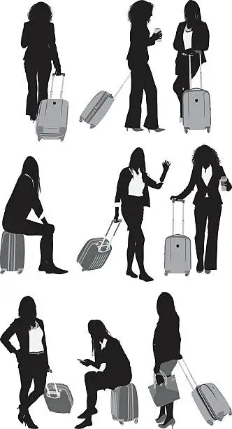 Vector illustration of Businesswomen with trolley bag