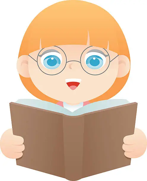 Vector illustration of Girl reading book