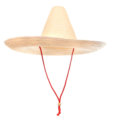 A traditional mexican sombrero on a white background.