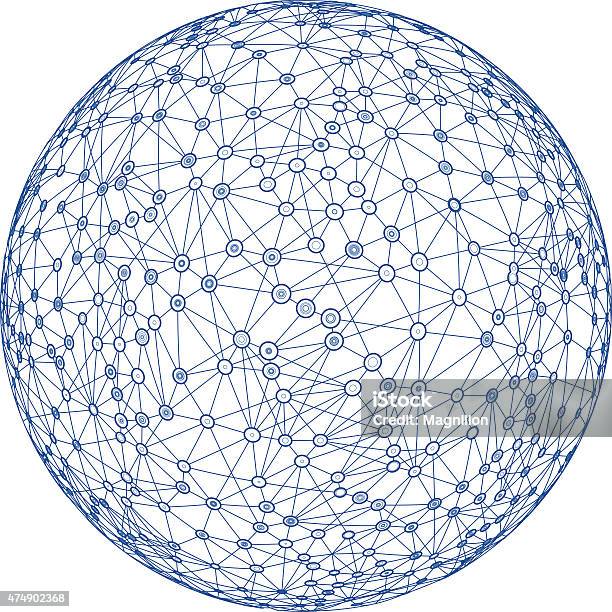 Ilustración de Red Global De Esfera y más Vectores Libres de Derechos de Cuadrícula - Cuadrícula, Vista de satélite, Patrones visuales