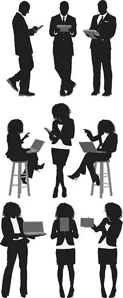 Vector illustration of Business people using technology