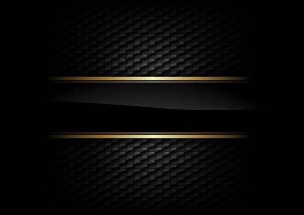 black background black stripe with gold border on the dark background shiny black background stock illustrations