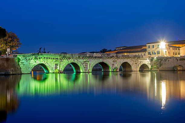 istock Twilight on cityscape. Rimini, historical Tiberius bridge. 474903666