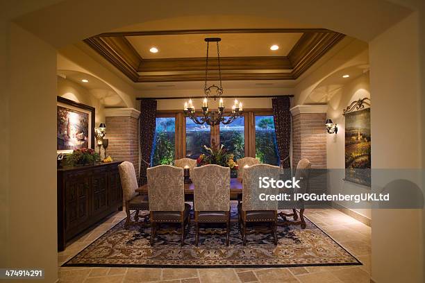 Spacious Dining Room At Home Stock Photo - Download Image Now - Mansion, Indoors, Luxury