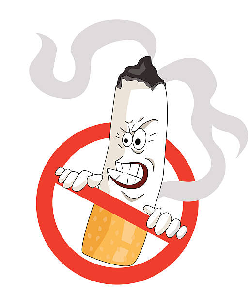 Cartoons No Smoking Sign vector art illustration