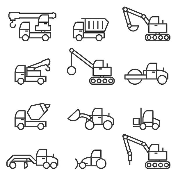 строительные автомобиль набор - wheel tractor scraper stock illustrations