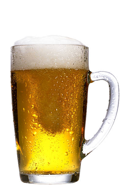 istock Mug beer with cap of foam isolated on white background 474920694