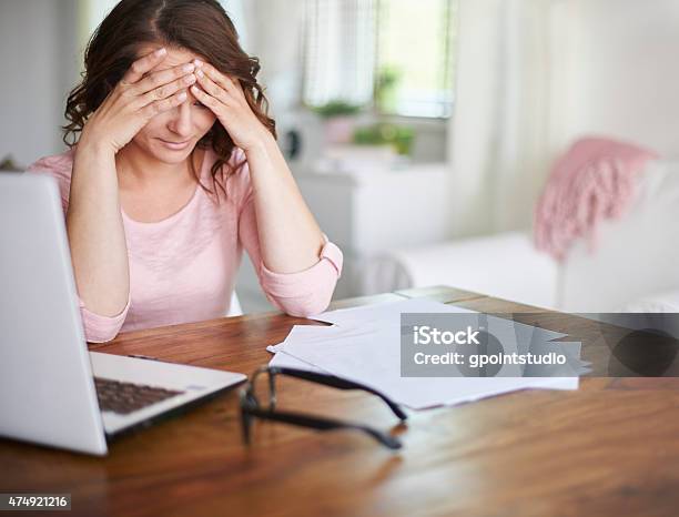 Make Me Sick If I Think About Money Problems Stock Photo - Download Image Now - Financial Bill, Covering, Women
