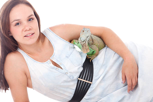 istock Woman and her lovely dragon 474923179
